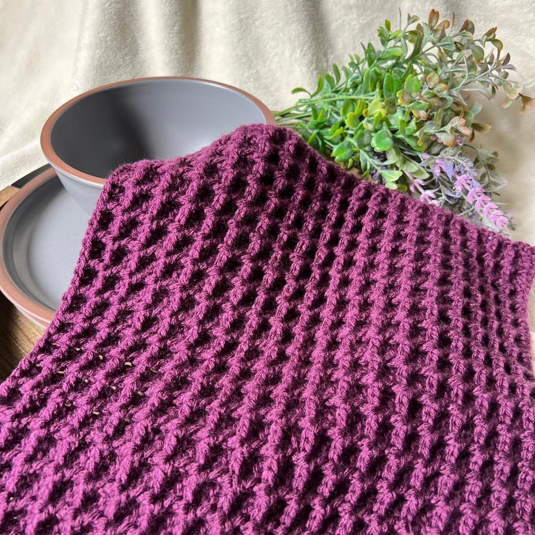 Handmade Waffle Stitch Dishcloths – Reusable Cotton Kitchen Cloths – Eco-Friendly Cleaning Rags – Crochet Dish Rags – Housewarming Gift