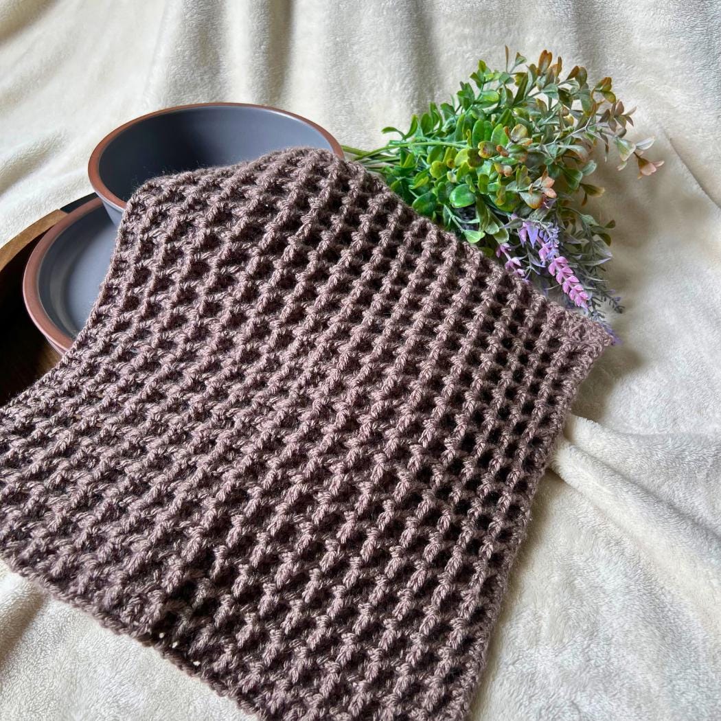 Handmade Waffle Stitch Dishcloths – Reusable Cotton Kitchen Cloths – Eco-Friendly Cleaning Rags – Crochet Dish Rags – Housewarming Gift