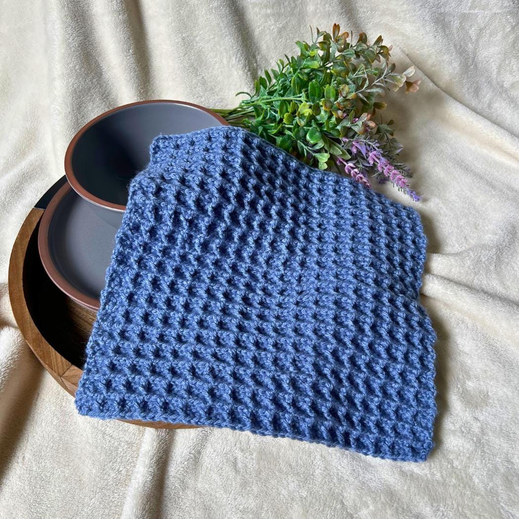 Handmade Waffle Stitch Dishcloths – Reusable Cotton Kitchen Cloths – Eco-Friendly Cleaning Rags – Crochet Dish Rags – Housewarming Gift