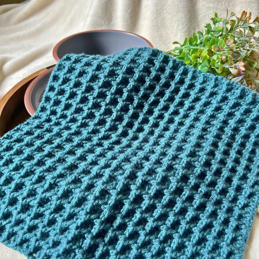 Handmade Waffle Stitch Dishcloths – Reusable Cotton Kitchen Cloths – Eco-Friendly Cleaning Rags – Crochet Dish Rags – Housewarming Gift