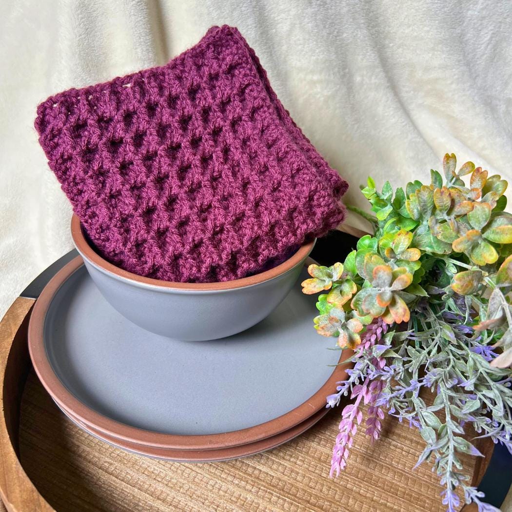Handmade Waffle Stitch Dishcloths – Reusable Cotton Kitchen Cloths – Eco-Friendly Cleaning Rags – Crochet Dish Rags – Housewarming Gift