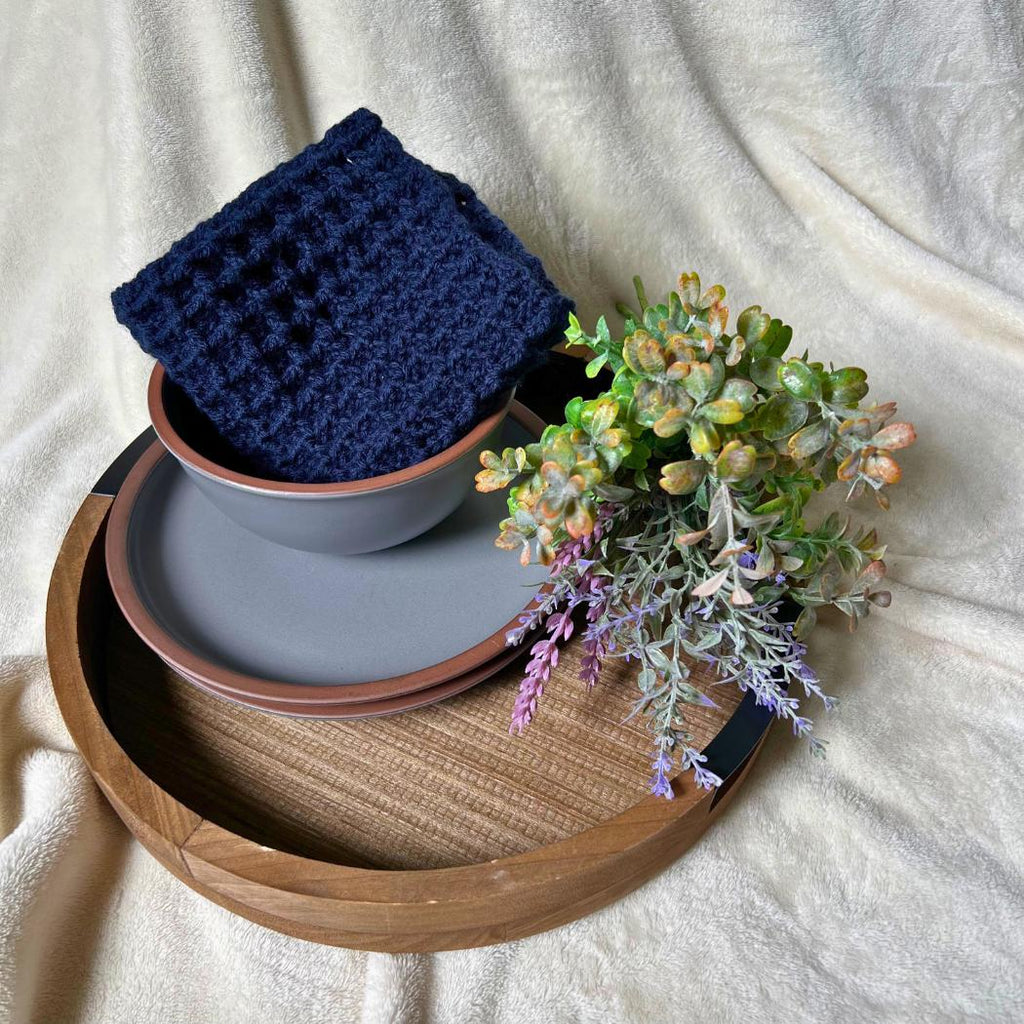 Handmade Waffle Stitch Dishcloths – Reusable Cotton Kitchen Cloths – Eco-Friendly Cleaning Rags – Crochet Dish Rags – Housewarming Gift