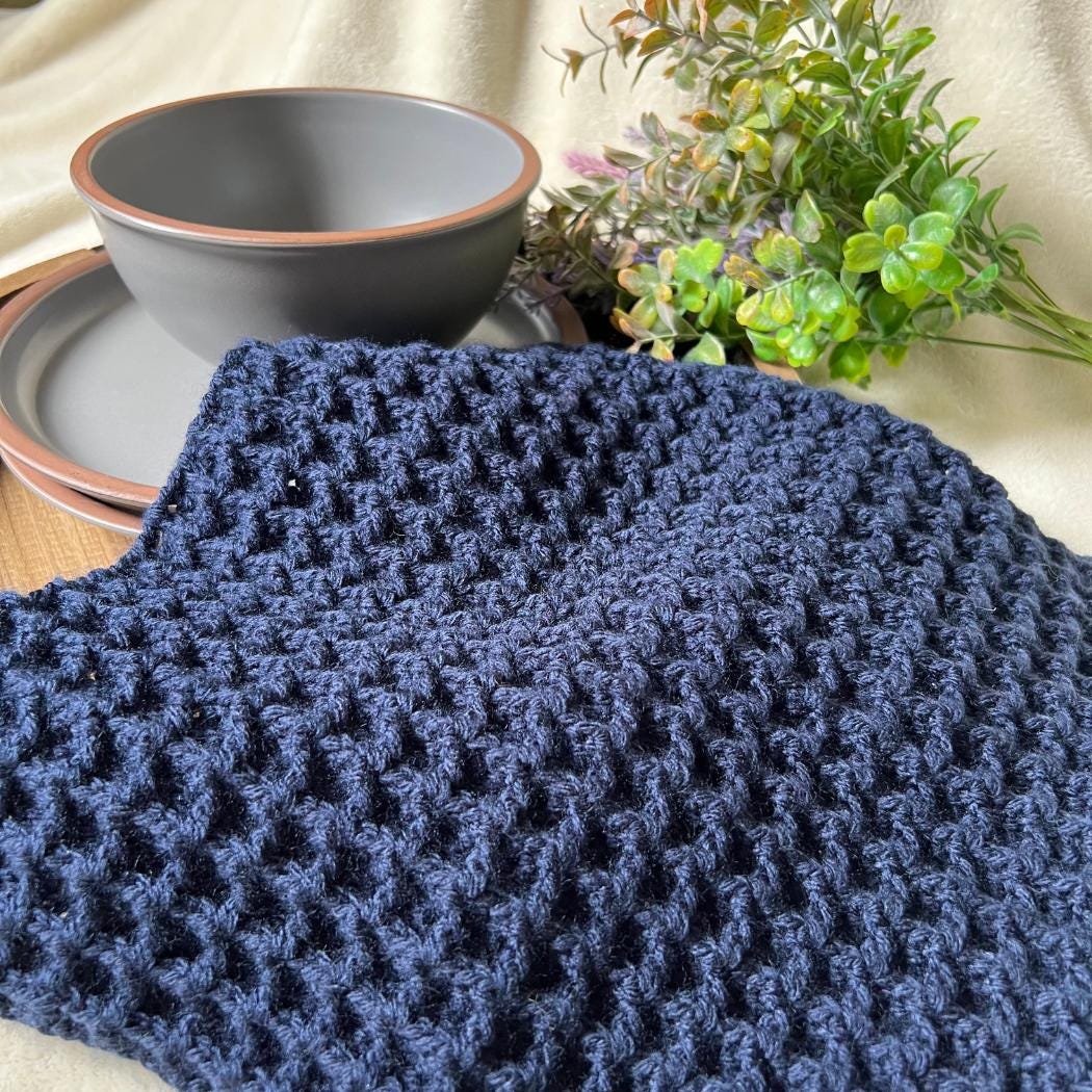 Handmade Waffle Stitch Dishcloths – Reusable Cotton Kitchen Cloths – Eco-Friendly Cleaning Rags – Crochet Dish Rags – Housewarming Gift