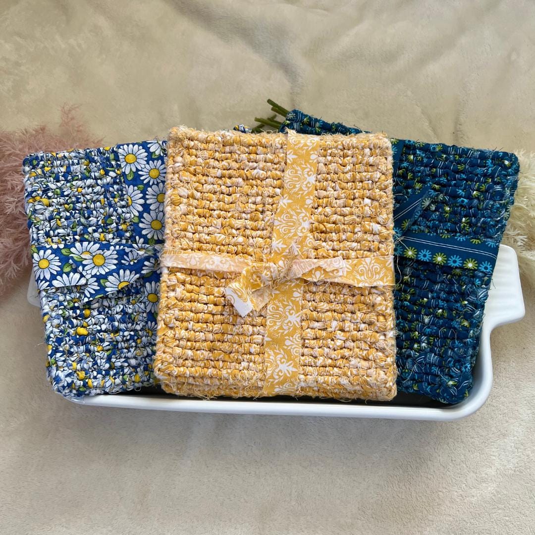Pot Holders, Upcycled Pot Holder, Sewn Pot Holder, Trivets, Hot Pads, Wedding Gift, Housewarming Gift, Gift for Cook, Gift for Baker