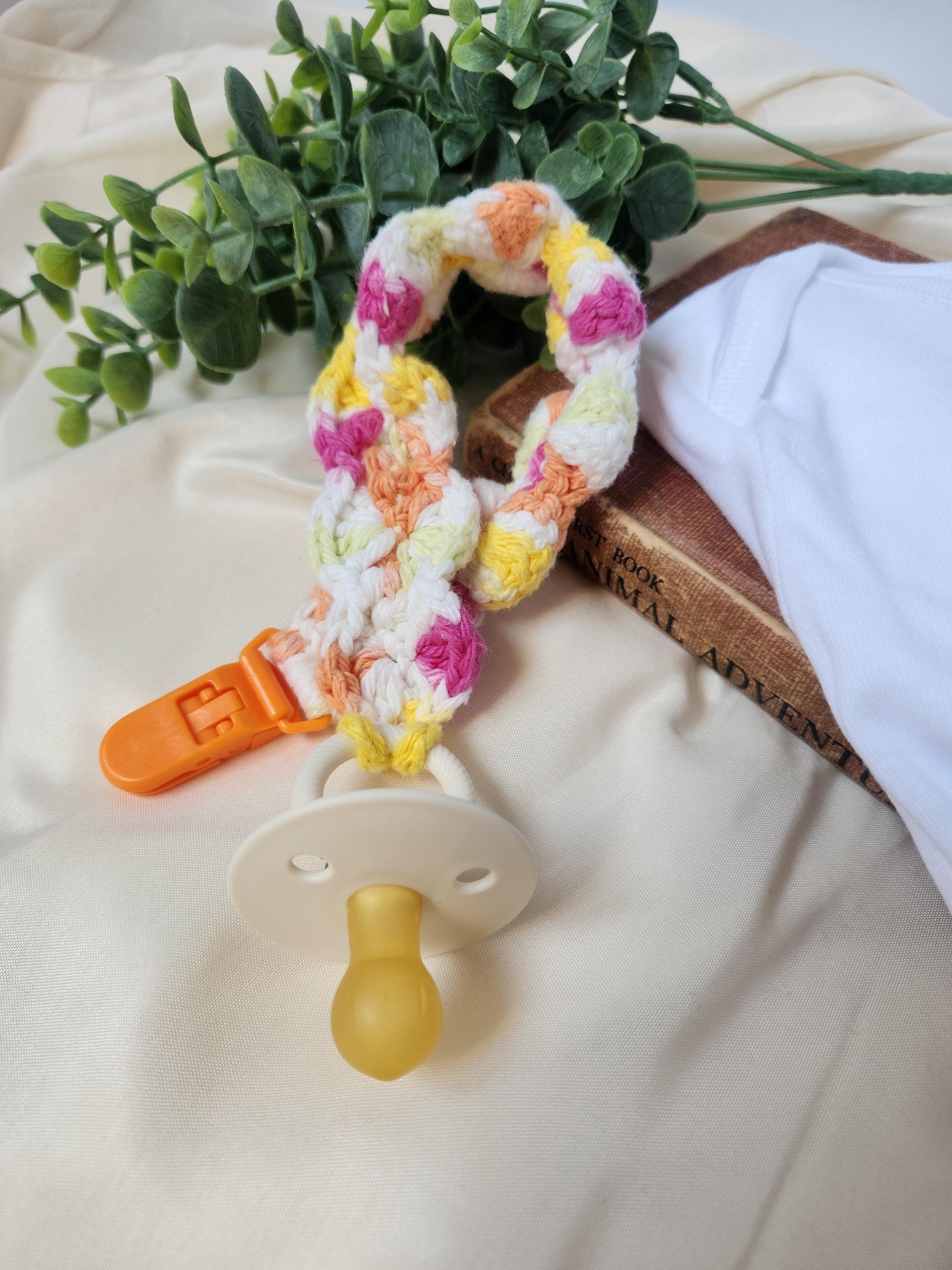 Seashells Crocheted Pacifier Clip