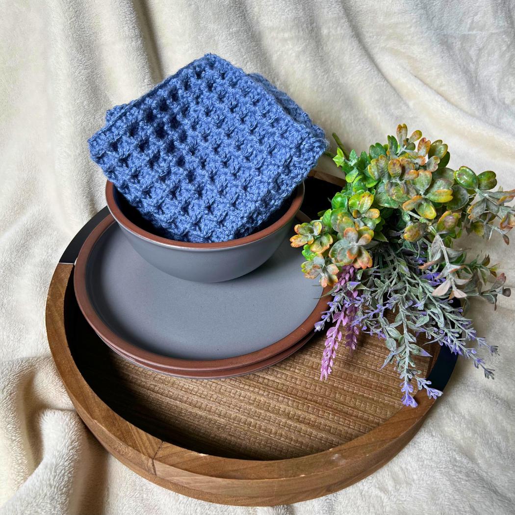 Handmade Waffle Stitch Dishcloths – Reusable Cotton Kitchen Cloths – Eco-Friendly Cleaning Rags – Crochet Dish Rags – Housewarming Gift