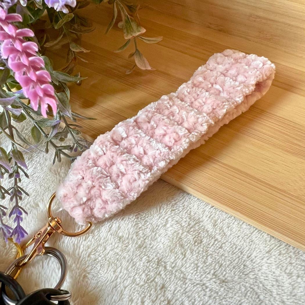 Velvet Wristlet, Crocheted Keychain Wristlet, Cottage Core, Boho Wristlet, Cute Keychain Wristlet, Girl Gift, Keychain, Plush Keychain