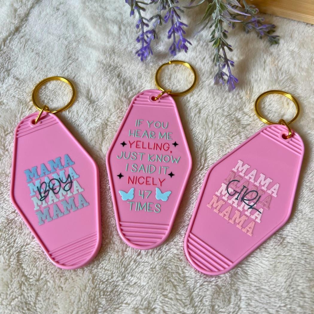 Mama Keychain, Girl Mama, Boy Mama, Funny Mom Sayings, Mother's Day Gift, Pink Keychain, Motel Keychains, Key Accessories