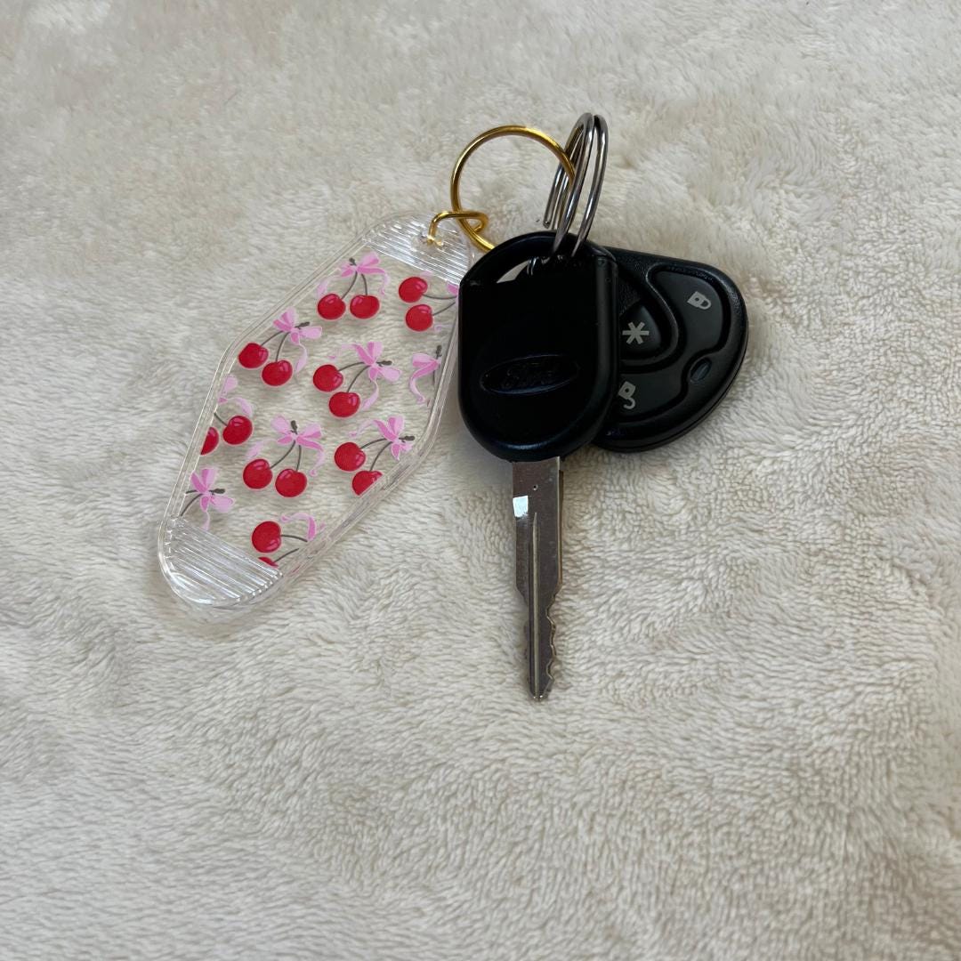 Motel Keychains, Cherries, Bows, Retro, Vintage, Bag Charm, Coquette Accessories, Doll Aesthetic, Cottage Core