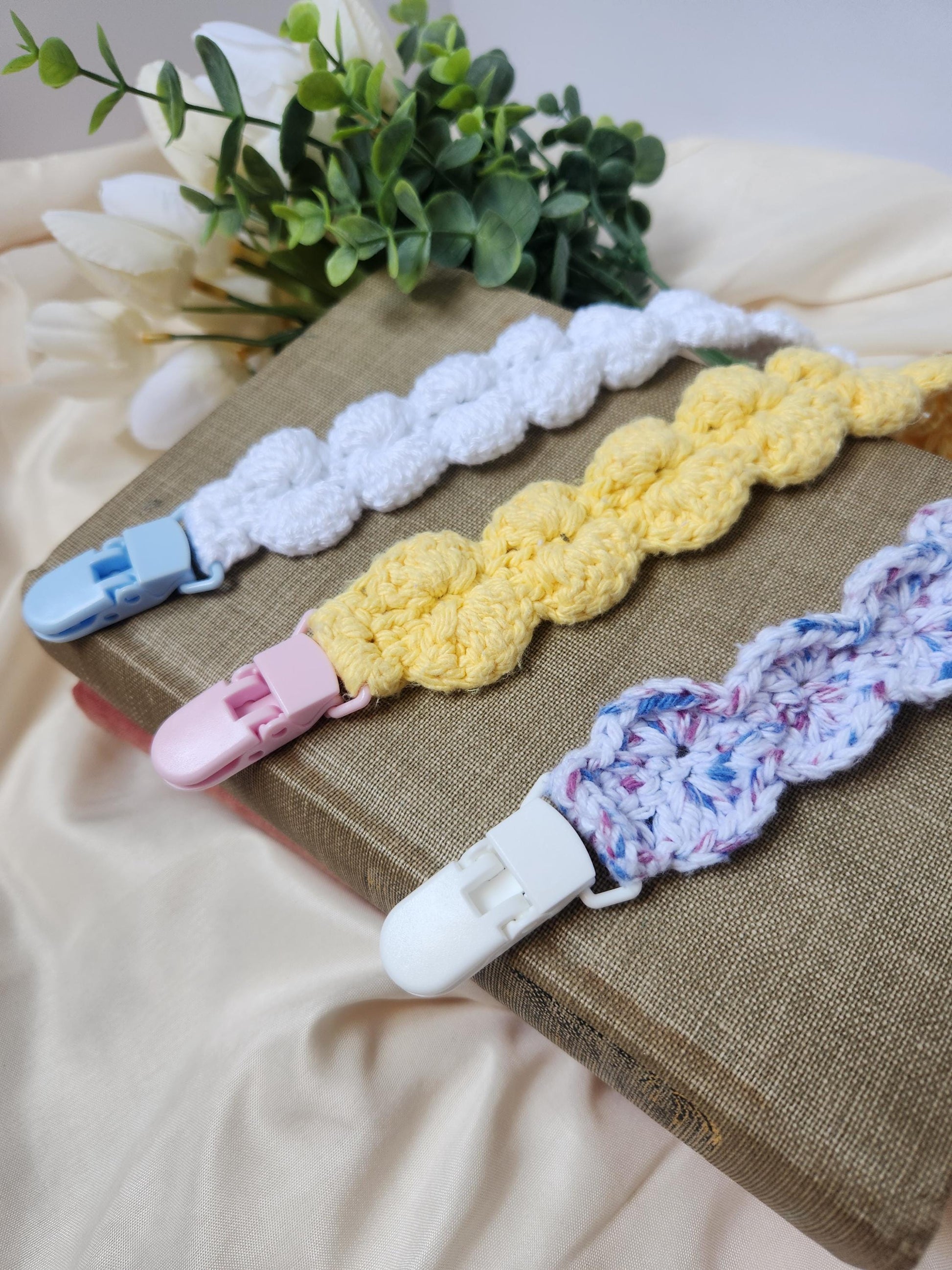 Seashells Crocheted Pacifier Clip