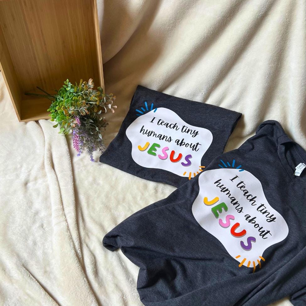 I Teach Tiny Humans About Jesus | Christian Teacher Shirt | Children's Ministry Tee | Custom Ministry Logo | VBS Team Shirts | Sunday School